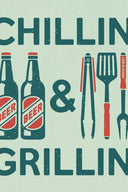 Life is Good Chillin and Grillin Beer BBQ T Shirt detail