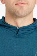 Life is Good Fish More Stress Less Long Sleeve Active Hooded T Shirt front detail