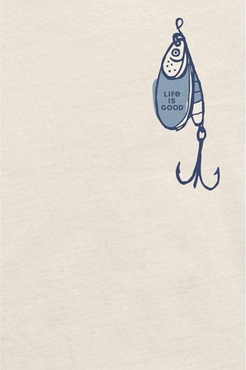Life is Good Fish More Worry Less T Shirt front detail