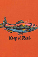 Life is Good Fish Mountain Scene T Shirt detail