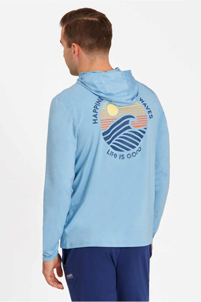 Life is Good Happiness Sunset Long Sleeve Active Hooded T Shirt back