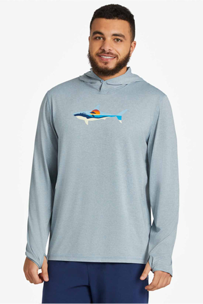 Life is Good Sharkscape Long Sleeve Active Hooded T Shirt