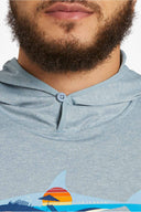 Life is Good Sharkscape Long Sleeve Active Hooded T Shirt front detail