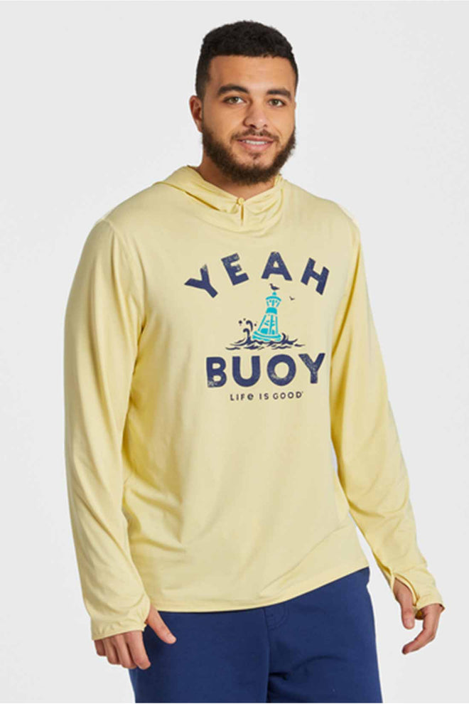 Life is Good Yeah Buoy Long Sleeve Active Hooded T Shirt