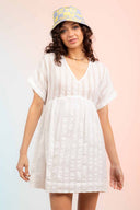 Kai White Eyelet Short Sleeve Mini Dress