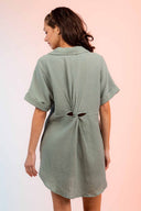 Marce Sage Cutout Back Mini Shirt Dress back