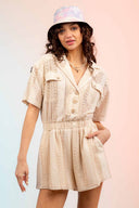 Lauren Cream Lace Crochet Button Down Romper