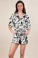 Cream Abstract Romper