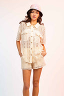 Nicole Natural Crochet Shorts Set