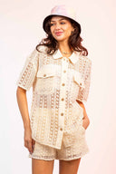 Nicole Natural Crochet Shorts Set front