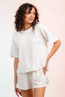 Avril White Buttoned Back Shorts Set