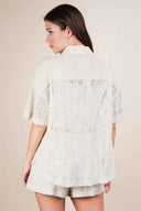 Natural Embroidery Shorts Set back