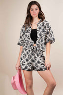 Black Tropical Shorts Set