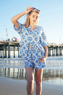 Blue Tropical Shorts Set