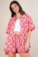 Red Tropical Shorts Set