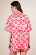 Red Tropical Shorts Set back
