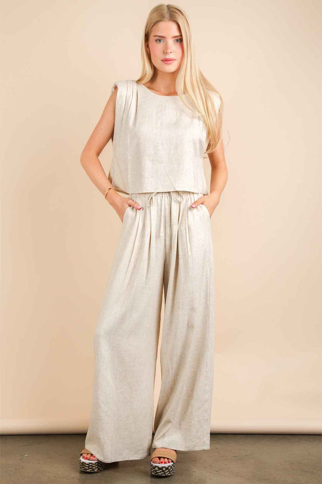 Oatmeal Woven Pants Set