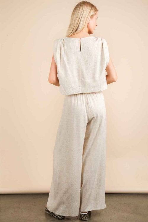 Oatmeal Woven Pants Set back