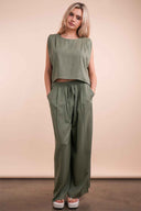 Olive Woven Pants Set