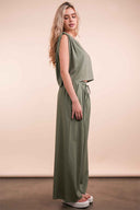 Olive Woven Pants Set side