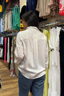 White Stripe Linen Shirt back