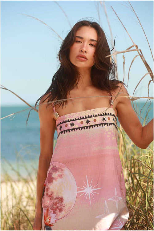 Ola Azul Celeste Desert Maxi Dress detail