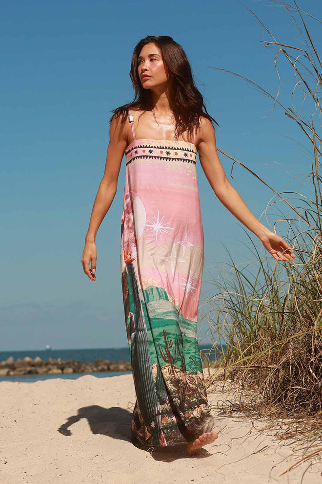 Ola Azul Celeste Desert Maxi Dress