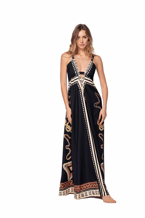 Ola Azul Lilly Tribal Maxi Dress front