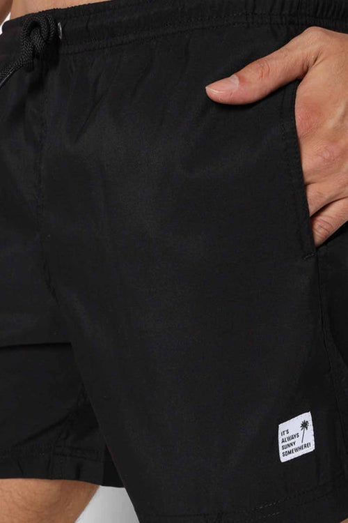 Palmees Black Solid Swim Trunk detail