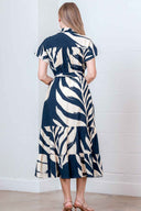 Adrienne Navy Printed Midi Dress back