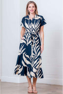 Adrienne Navy Printed Midi Dress
