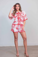 Palm Print Shorts Set
