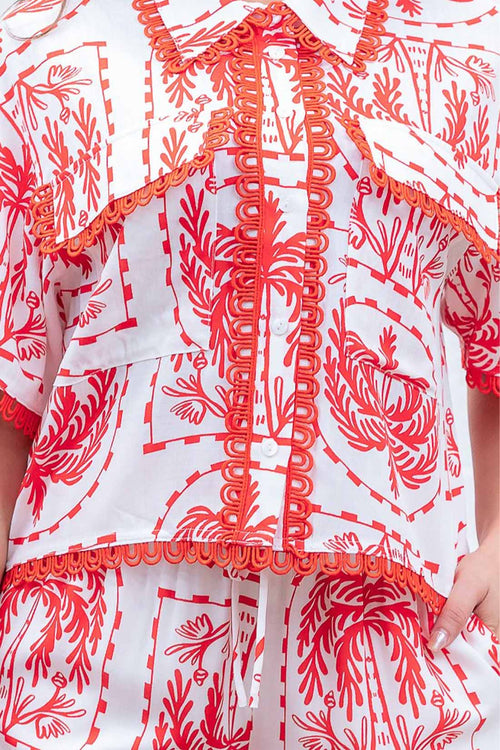 Palm Print Shorts Set details