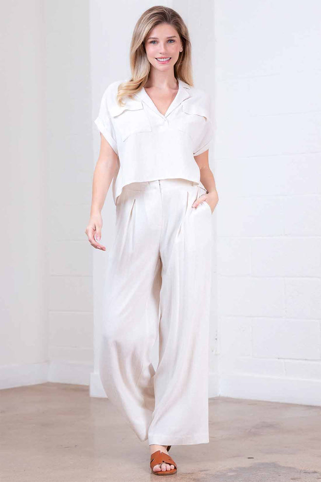 Taupe Collared Pants Set