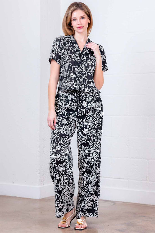 Black Lace Pants Set