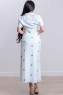 White Embroidered Shell Skirt Set back