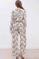 Cream Embroidered Leaf Pants Set back
