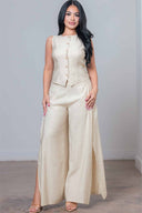 Oatmeal Linen Vest Pants Set