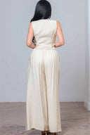 Oatmeal Linen Vest Pants Set back