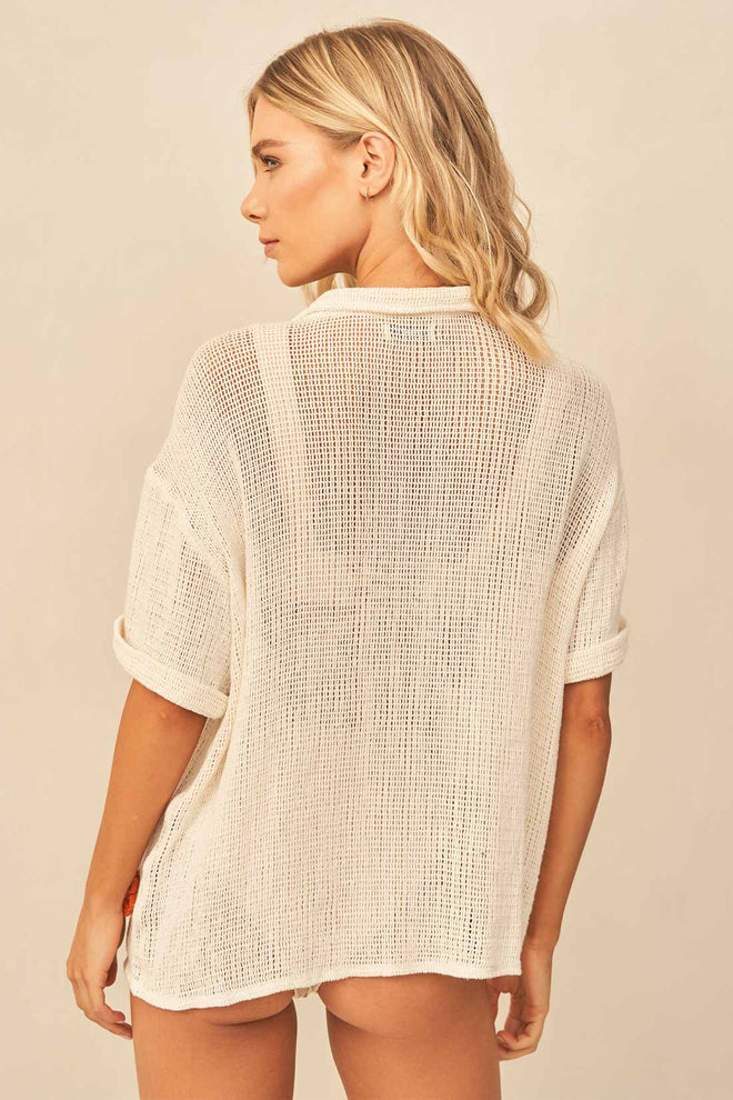Maaji Limited Edition Cream Crochet Jaydee Shirt back