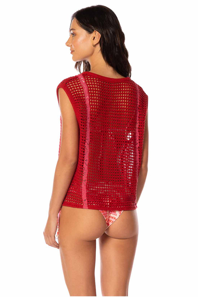Maaji Flame Coral Plum Vest back