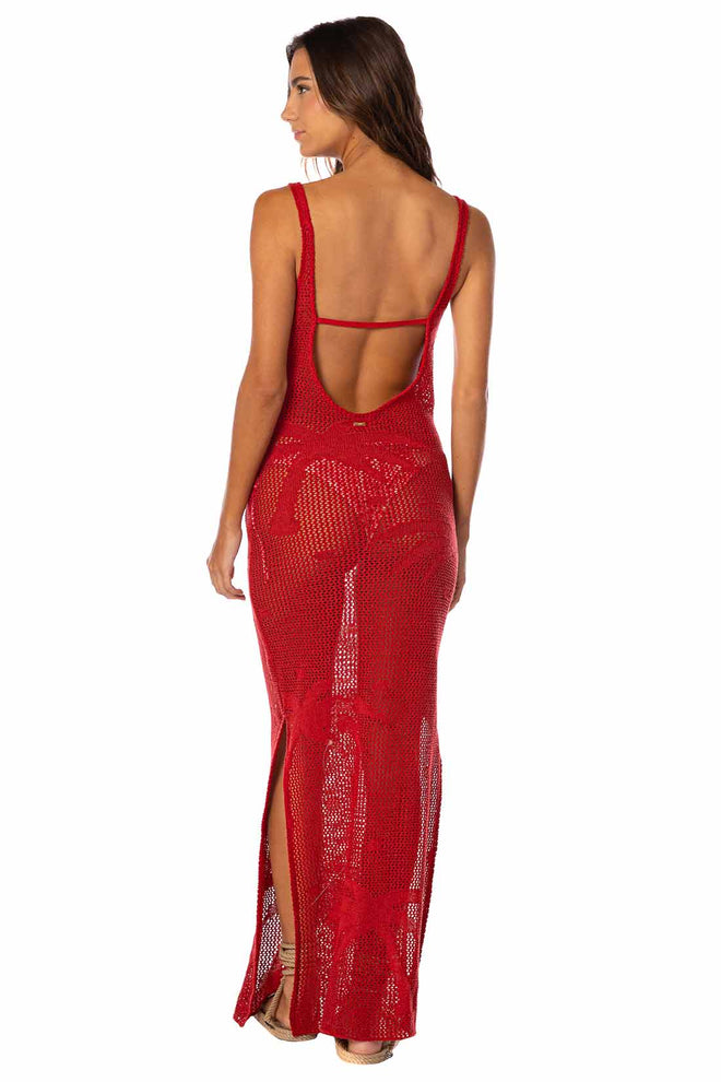 Maaji Flame Coral Nougath Maxi Dress back