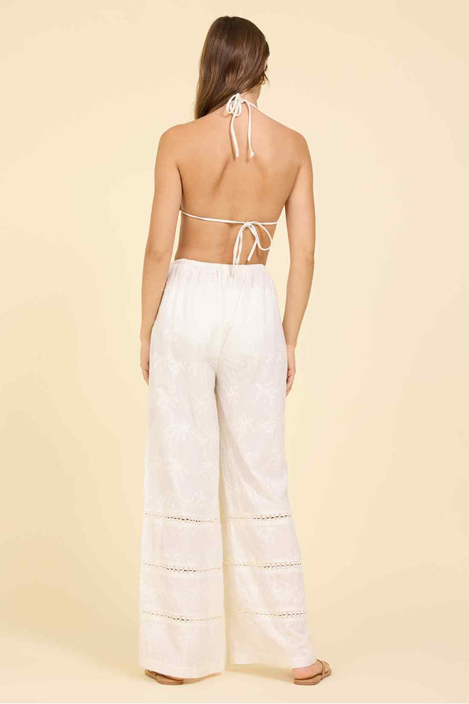 White Palm Eyelet Pants back
