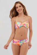 St Even Orange Groovy Strapless Bikini Set front