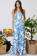 Blue Tropical Print Jumpsuit