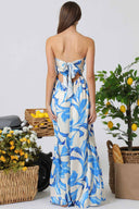 Blue Tropical Print Jumpsuit back