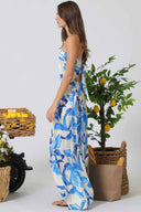 Blue Tropical Print Jumpsuit side