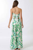 Green Printed Strapless Jumpsuit back