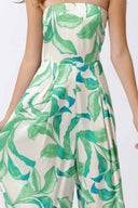 Green Printed Strapless Jumpsuit detail