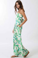 Green Printed Strapless Jumpsuit side